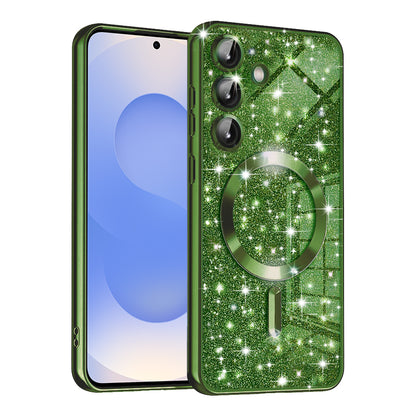 MagSafe-deksel for Samsung Galaxy S25 S931, Techsuit, Luxury Glitter, Mørkegrønn