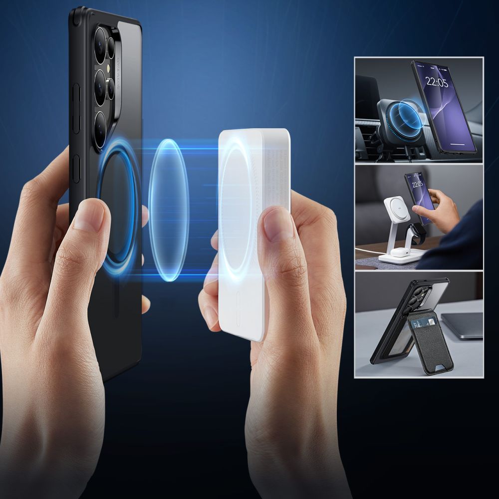 MagSafe-deksel for Samsung Galaxy S25 Ultra S938, ESR, Classic Hybrid, Svart Gjennomsiktig