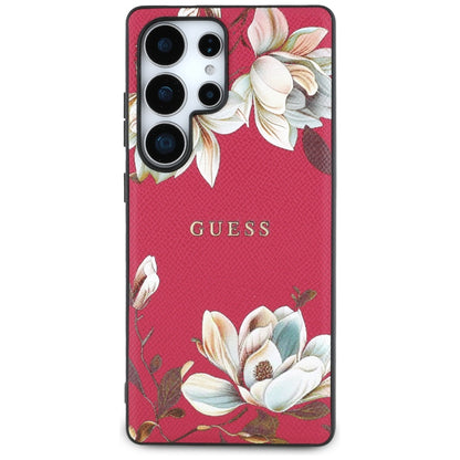 MagSafe-deksel for Samsung Galaxy S25 Ultra S938, Guess, Grained Flowers, Fuchsia