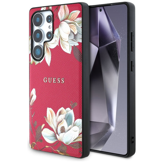 MagSafe-deksel for Samsung Galaxy S25 Ultra S938, Guess, Grained Flowers, Fuchsia