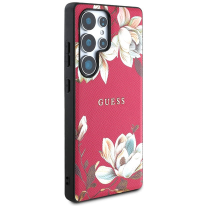 MagSafe-deksel for Samsung Galaxy S25 Ultra S938, Guess, Grained Flowers, Fuchsia
