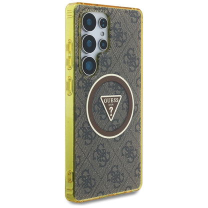 MagSafe-deksel for Samsung Galaxy S25 Ultra S938, Guess, IML Glitter 4G Circle Triangle, Brun