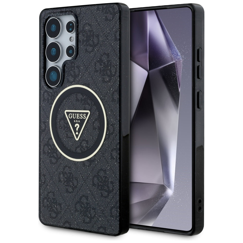 MagSafe-deksel for Samsung Galaxy S25 Ultra S938, Guess, IML Glitter 4G Circle Triangle, Svart