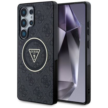 MagSafe-deksel for Samsung Galaxy S25 Ultra S938, Guess, IML Glitter 4G Circle Triangle, Svart