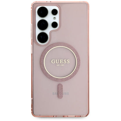 MagSafe-deksel for Samsung Galaxy S25 Ultra S938, Guess, IML Glitter Circle, Rosa