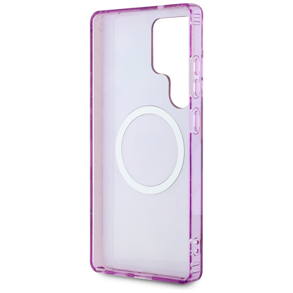 MagSafe-deksel for Samsung Galaxy S25 Ultra S938, Guess, IML Metal Glitter Flowers Triangle, Lilla