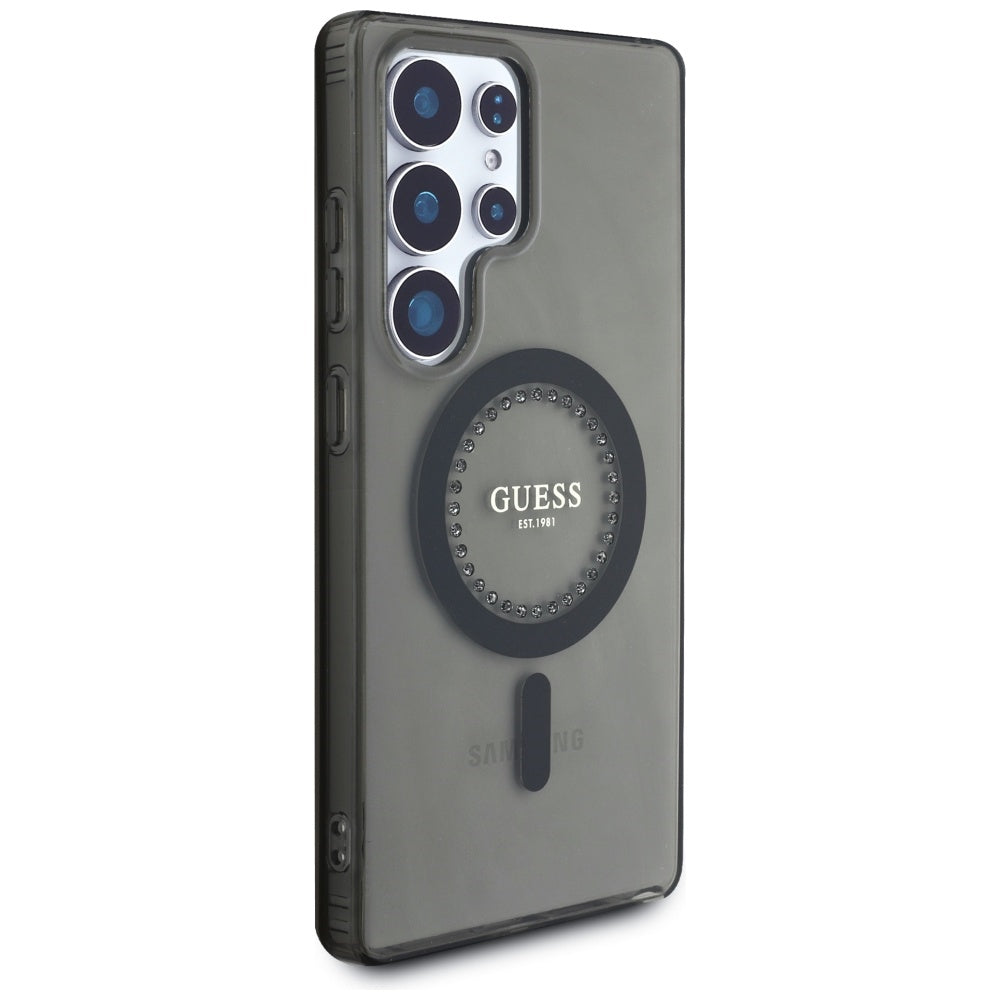 MagSafe-deksel for Samsung Galaxy S25 Ultra S938, Guess, IML Rhinestone, Svart