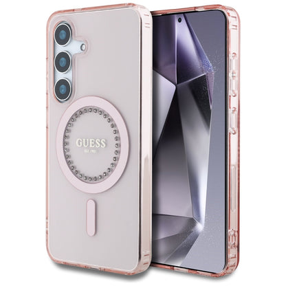 MagSafe-deksel for Samsung Galaxy S25 S931, Guess, IML Rhinestone, Rosa