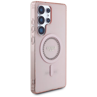 MagSafe-deksel for Samsung Galaxy S25 Ultra S938, Guess, IML Rhinestone, Rosa