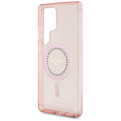 MagSafe-deksel for Samsung Galaxy S25 Ultra S938, Guess, IML Rhinestone, Rosa