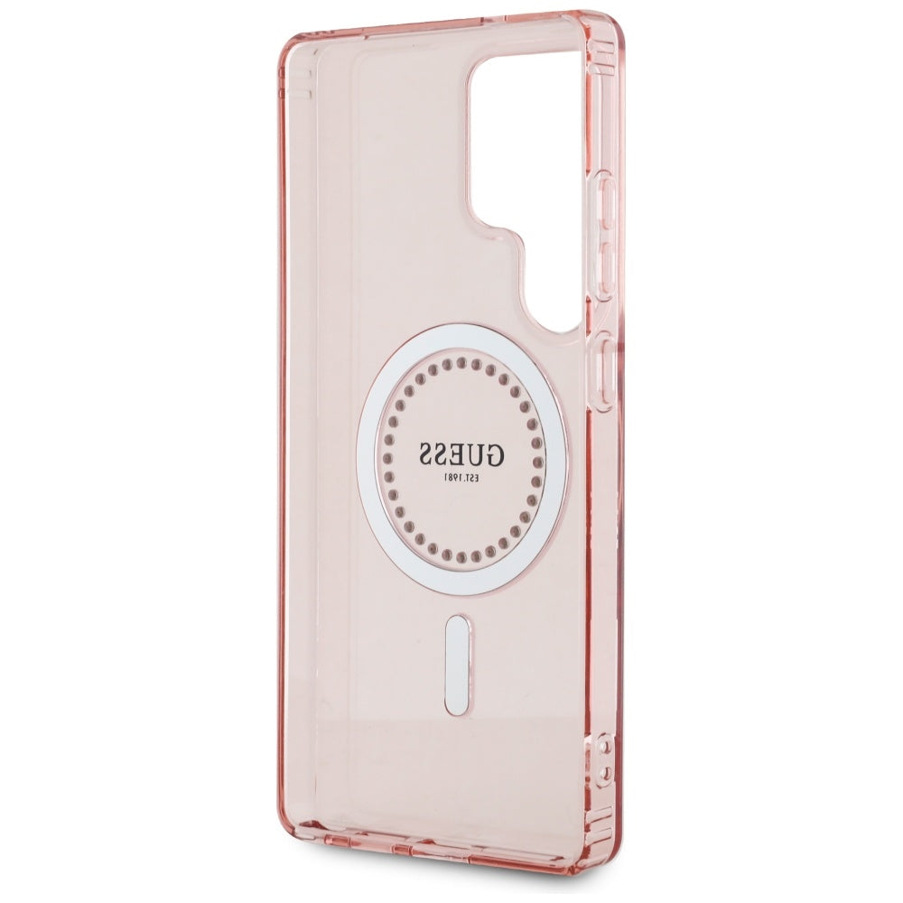MagSafe-deksel for Samsung Galaxy S25 Ultra S938, Guess, IML Rhinestone, Rosa