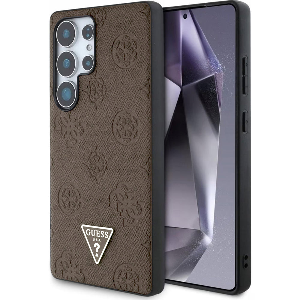 MagSafe-deksel for Samsung Galaxy S25 Ultra S938, Guess, Peony Grained Hot Stamp Triangle, Brun