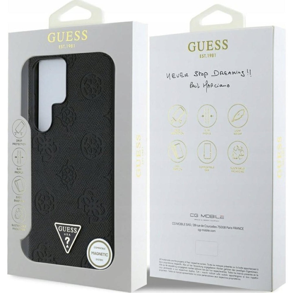 MagSafe-deksel for Samsung Galaxy S25 Ultra S938, Guess, Peony Grained Hot Stamp Triangle, Brun