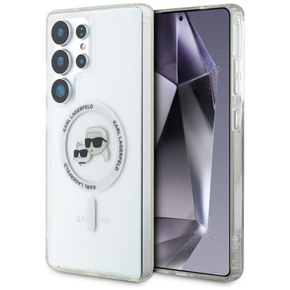 MagSafe-deksel for Samsung Galaxy S25 Ultra S938, Karl Lagerfeld, IML Metal Karl & Choupette's Heads, Hvit