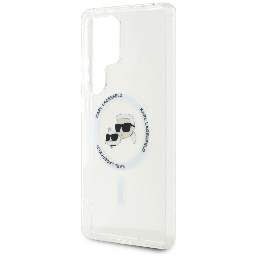 MagSafe-deksel for Samsung Galaxy S25 Ultra S938, Karl Lagerfeld, IML Metal Karl & Choupette's Heads, Hvit