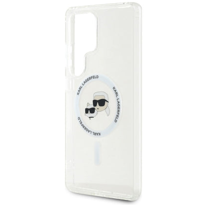MagSafe-deksel for Samsung Galaxy S25 Ultra S938, Karl Lagerfeld, IML Metal Karl & Choupette's Heads, Hvit