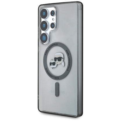 MagSafe-deksel for Samsung Galaxy S25 Ultra S938, Karl Lagerfeld, IML Metal Karl & Choupette's Heads, Svart