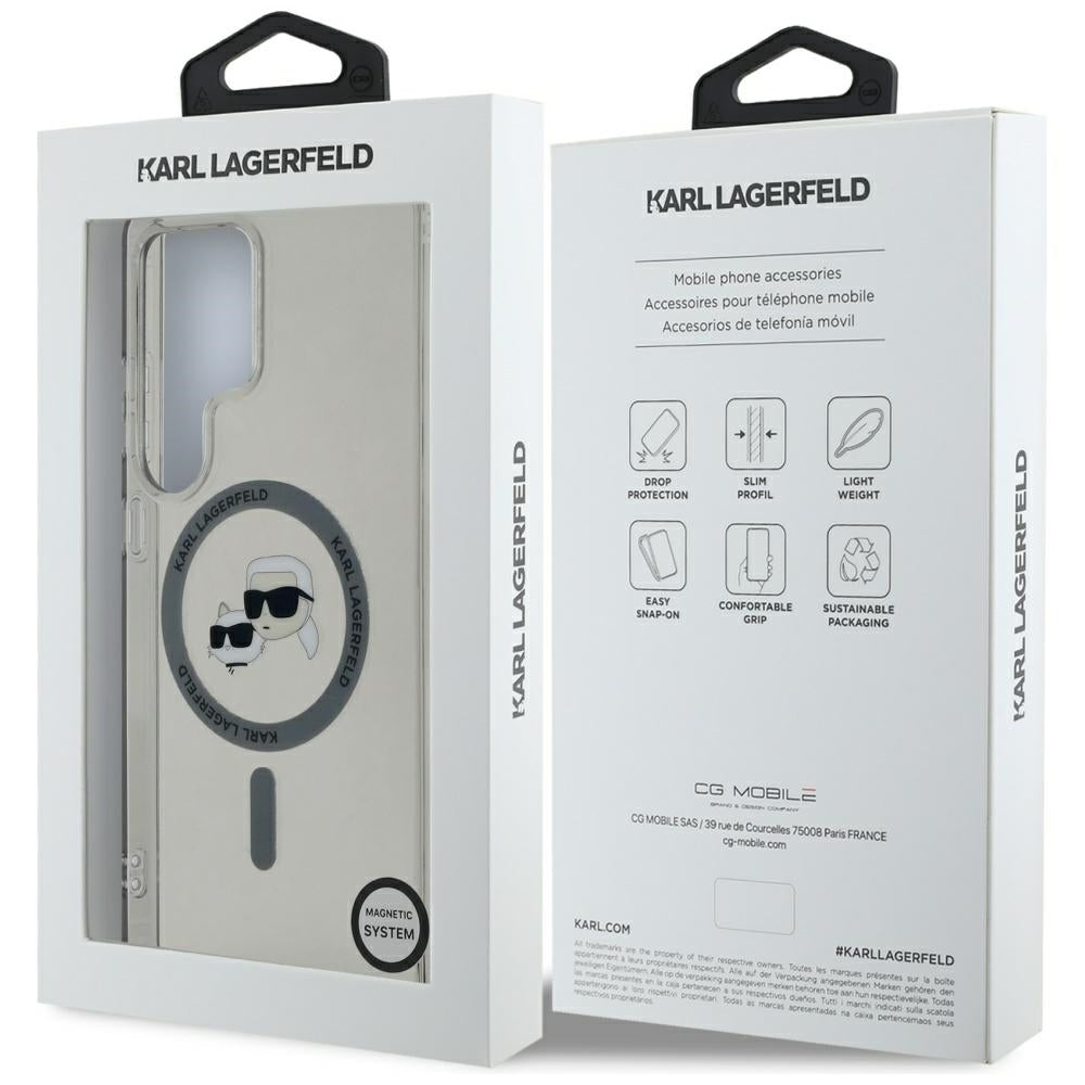 MagSafe-deksel for Samsung Galaxy S25 Ultra S938, Karl Lagerfeld, IML Metal Karl & Choupette's Heads, Svart