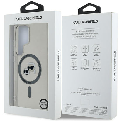 MagSafe-deksel for Samsung Galaxy S25 Ultra S938, Karl Lagerfeld, IML Metal Karl & Choupette's Heads, Svart