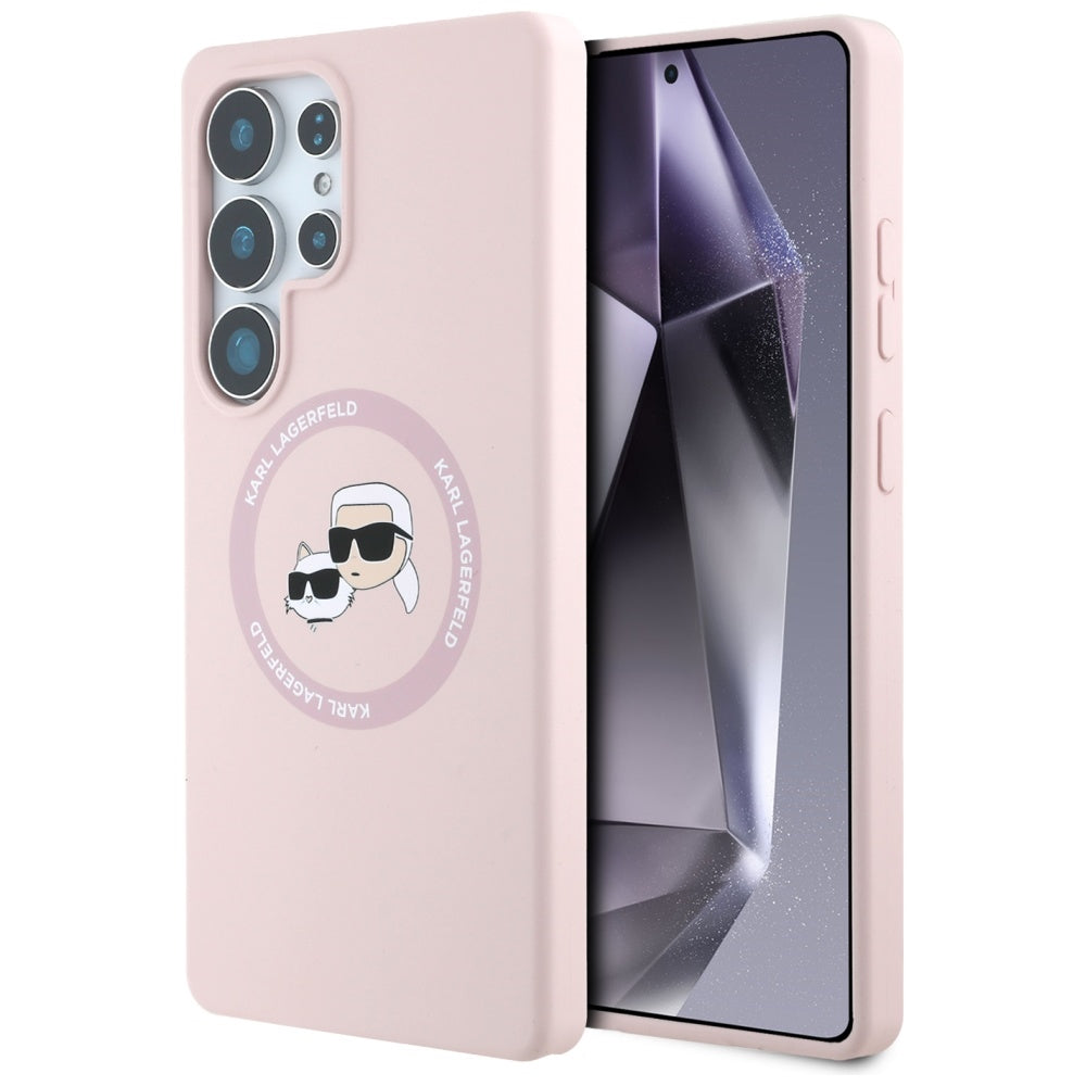 MagSafe-deksel for Samsung Galaxy S25 Ultra S938, Karl Lagerfeld, Silicone Double Heads, Rosa