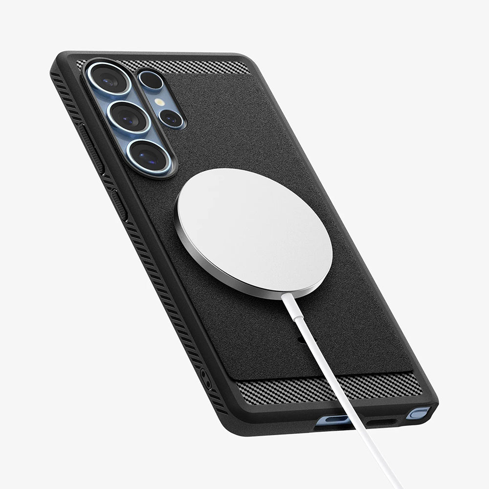 MagSafe-deksel for Samsung Galaxy S25 Ultra S938, Spigen, Rugged Armor, Matt Svart ACS08951