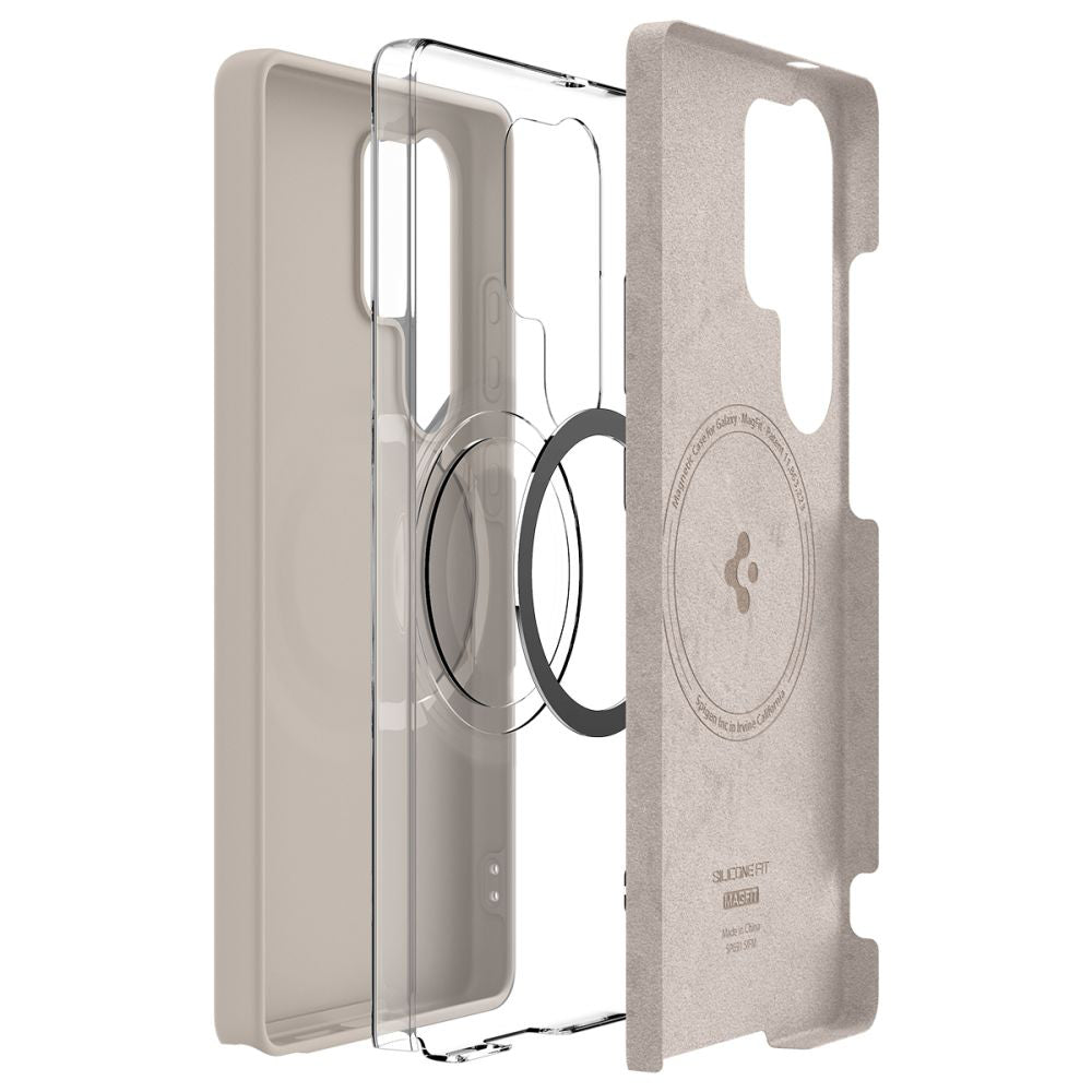 MagSafe-deksel for Samsung Galaxy S25 Ultra S938, Spigen, Silicone Fit, Beige