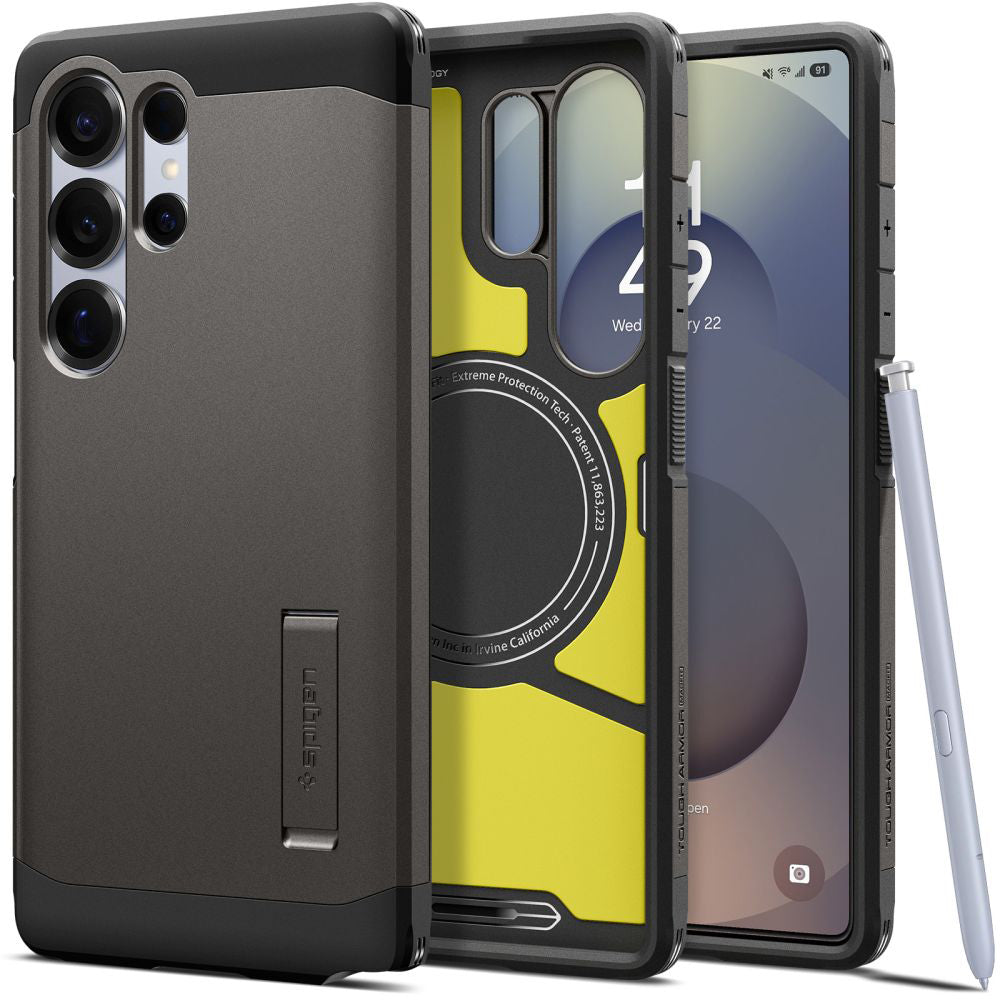 MagSafe-deksel for Samsung Galaxy S25 Ultra S938, Spigen, Tough Armor, Grå