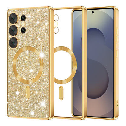MagSafe-deksel for Samsung Galaxy S25 Ultra S938, Techsuit, Luxury Glitter, Gullfarget