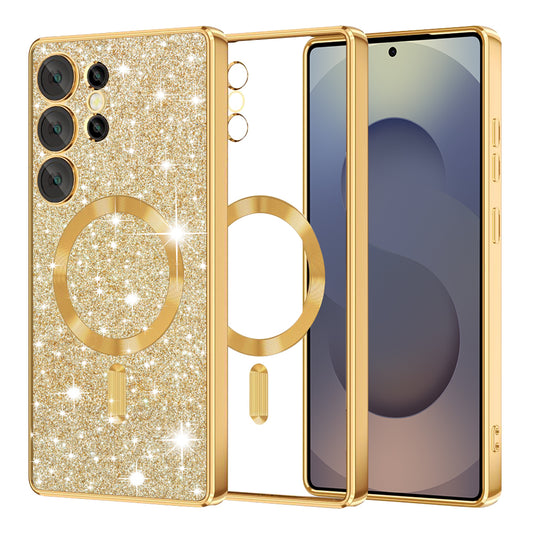 MagSafe-deksel for Samsung Galaxy S25 Ultra S938, Techsuit, Luxury Glitter, Gullfarget
