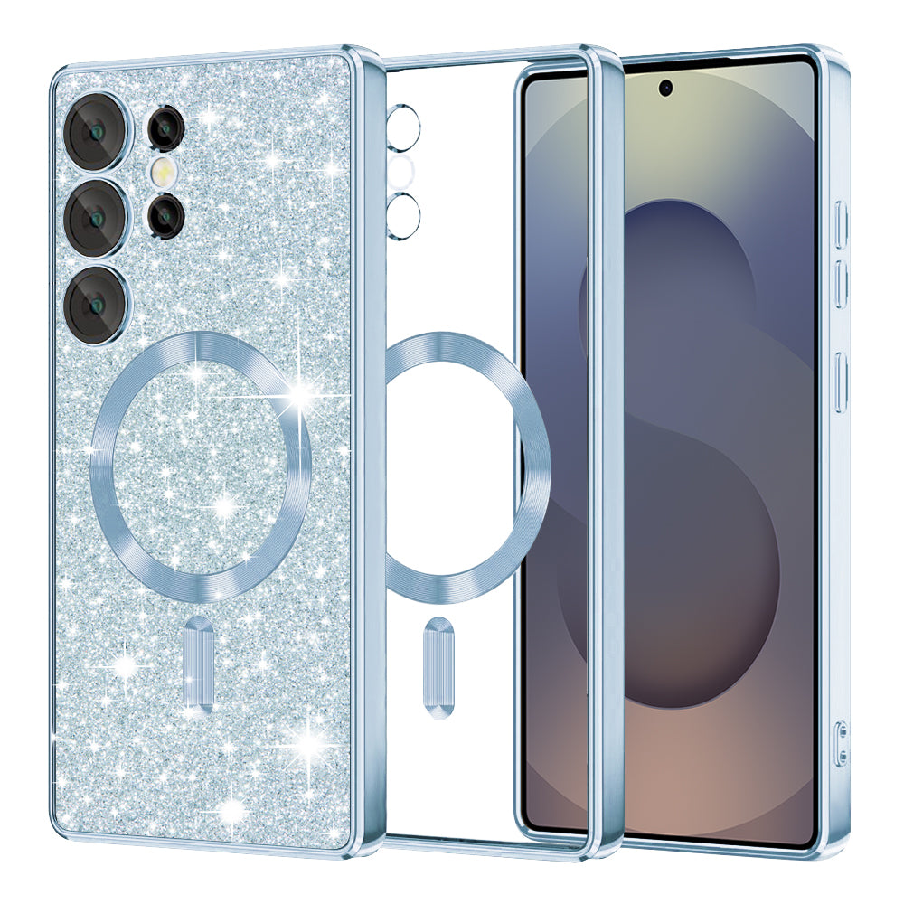 MagSafe-deksel for Samsung Galaxy S25 Ultra S938, Techsuit, Luxury Glitter, Bleu