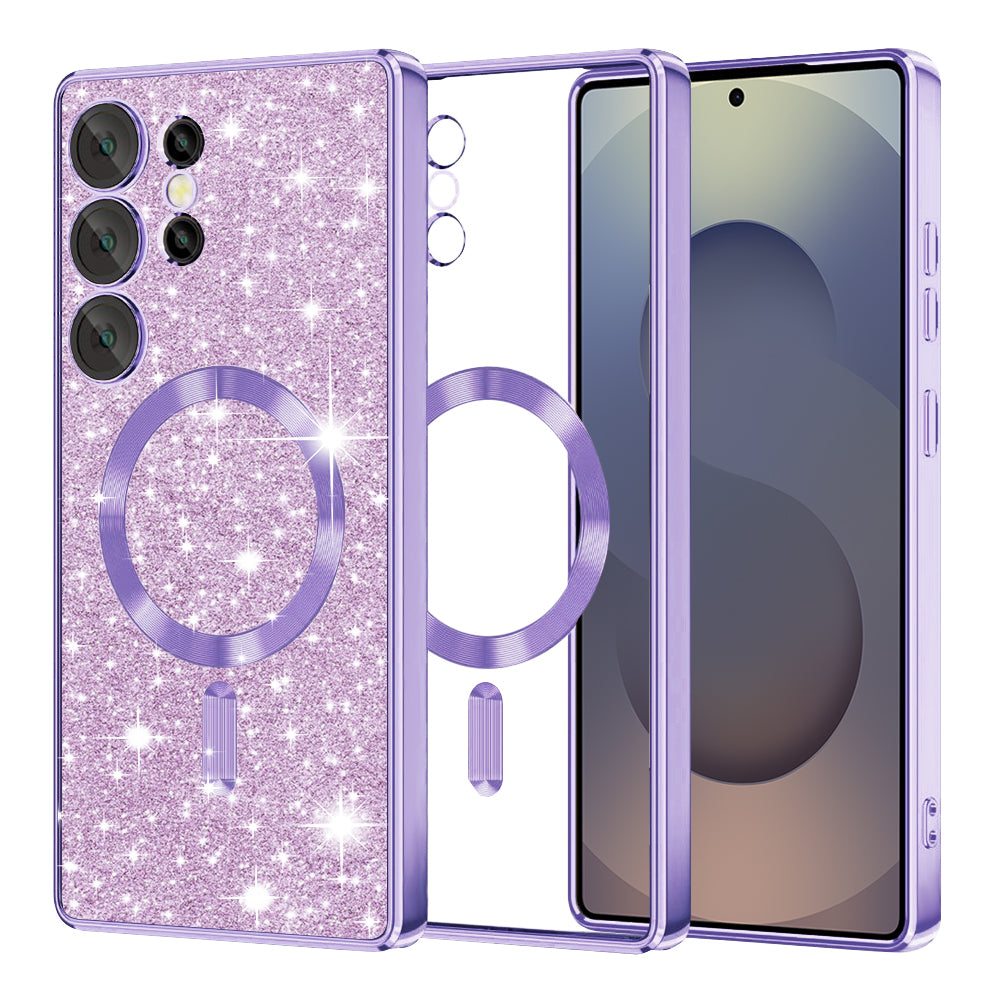 MagSafe-deksel for Samsung Galaxy S25 Ultra S938, Techsuit, Luxury Glitter, Lys lilla