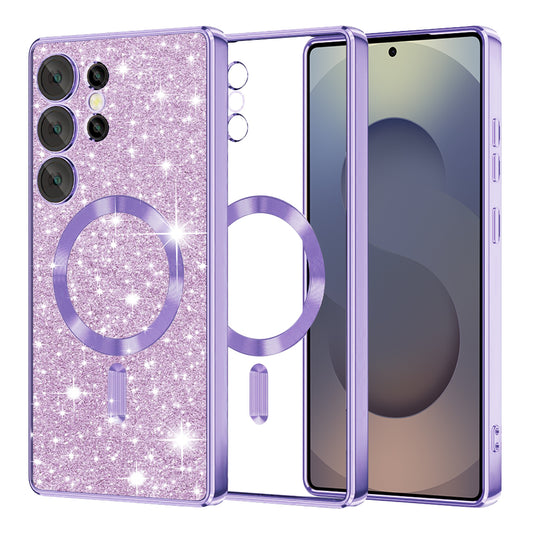MagSafe-deksel for Samsung Galaxy S25 Ultra S938, Techsuit, Luxury Glitter, Lys lilla