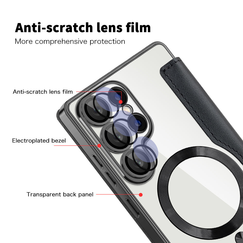 MagSafe-deksel for Samsung Galaxy S25 Ultra S938, Techsuit, SmartMag Book, Svart