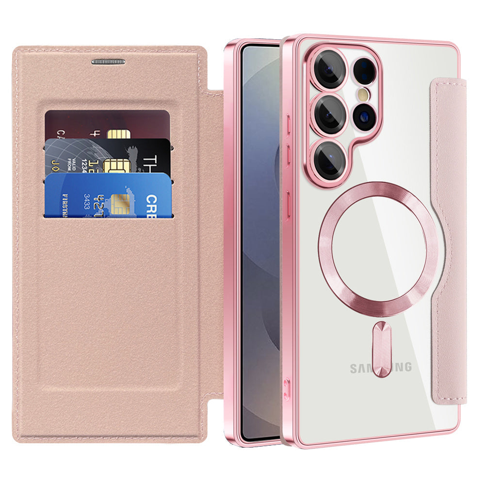 MagSafe-deksel for Samsung Galaxy S25 Ultra S938, Techsuit, SmartMag Book, Rosa