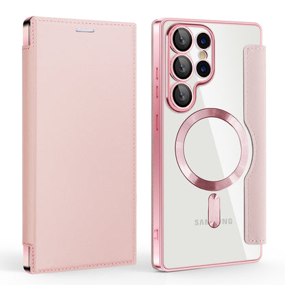 MagSafe-deksel for Samsung Galaxy S25 Ultra S938, Techsuit, SmartMag Book, Rosa