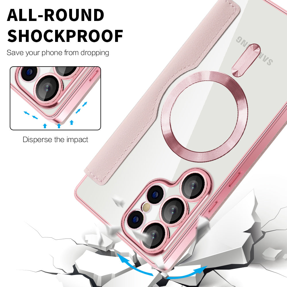 MagSafe-deksel for Samsung Galaxy S25 Ultra S938, Techsuit, SmartMag Book, Rosa