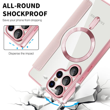MagSafe-deksel for Samsung Galaxy S25 Ultra S938, Techsuit, SmartMag Book, Rosa