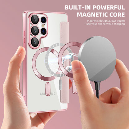 MagSafe-deksel for Samsung Galaxy S25 Ultra S938, Techsuit, SmartMag Book, Rosa