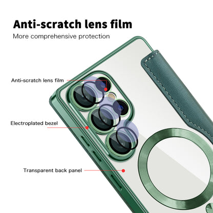 MagSafe-deksel for Samsung Galaxy S25 Ultra S938, Techsuit, SmartMag Book, Grønn