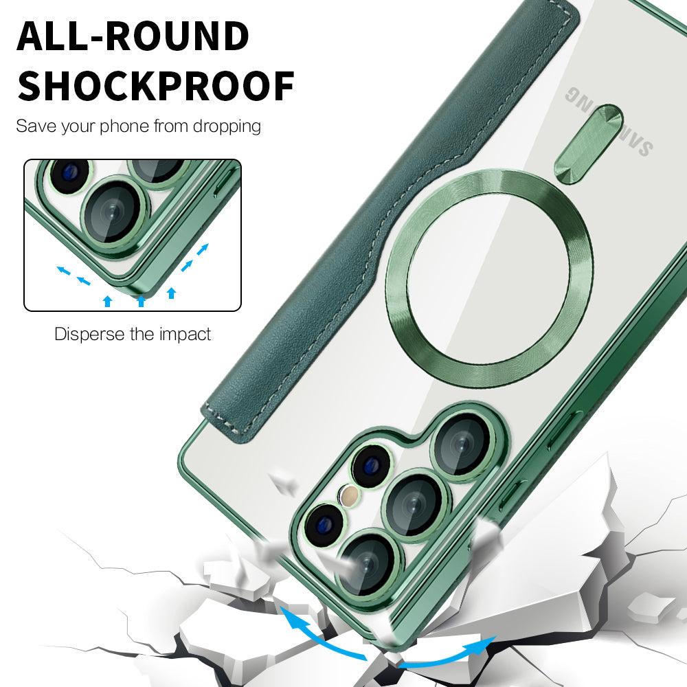 MagSafe-deksel for Samsung Galaxy S25 Ultra S938, Techsuit, SmartMag Book, Grønn