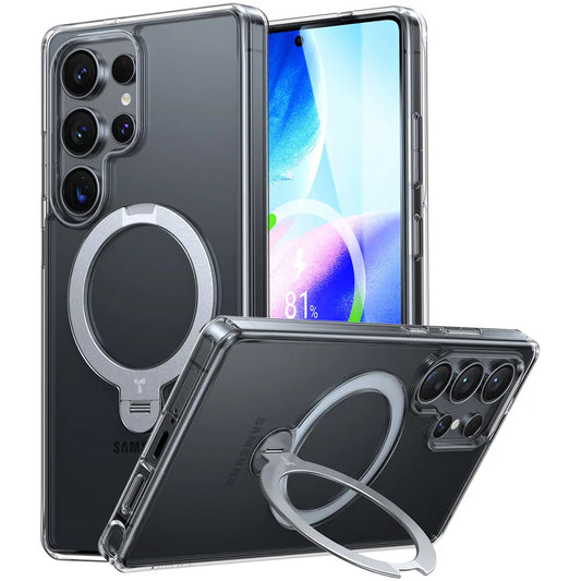 MagSafe-deksel for Samsung Galaxy S25 Ultra S938, Torras, Ostand Spin, Gjennomsiktig