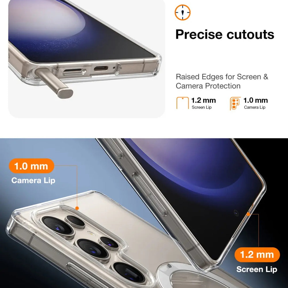 MagSafe-deksel for Samsung Galaxy S25 Ultra S938, Torras, Ostand Spin, Gjennomsiktig