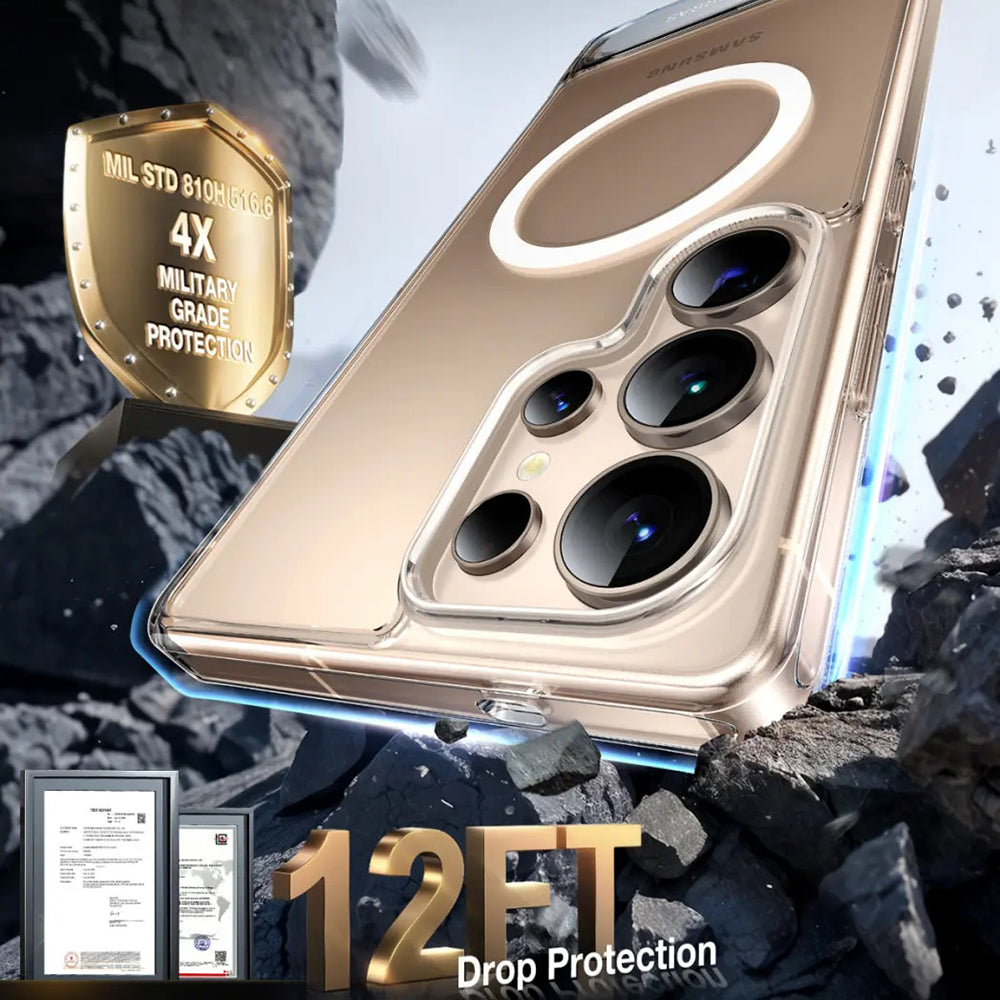 MagSafe-deksel for Samsung Galaxy S25 Ultra S938, Torras, Pstand, Gjennomsiktig