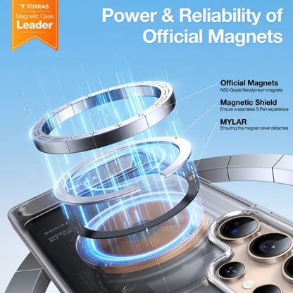 MagSafe-deksel for Samsung Galaxy S25 Ultra S938, Torras, Pstand, Gjennomsiktig