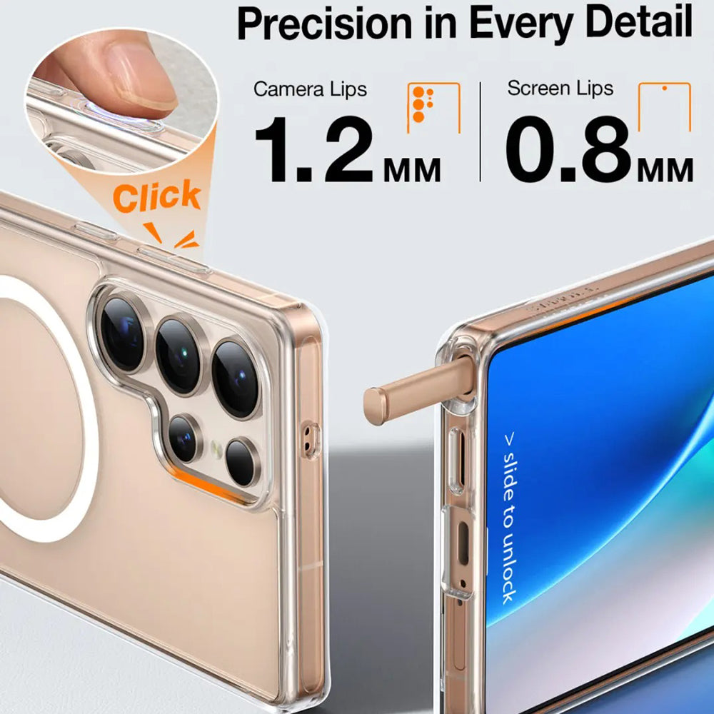 MagSafe-deksel for Samsung Galaxy S25 Ultra S938, Torras, Pstand, Gjennomsiktig