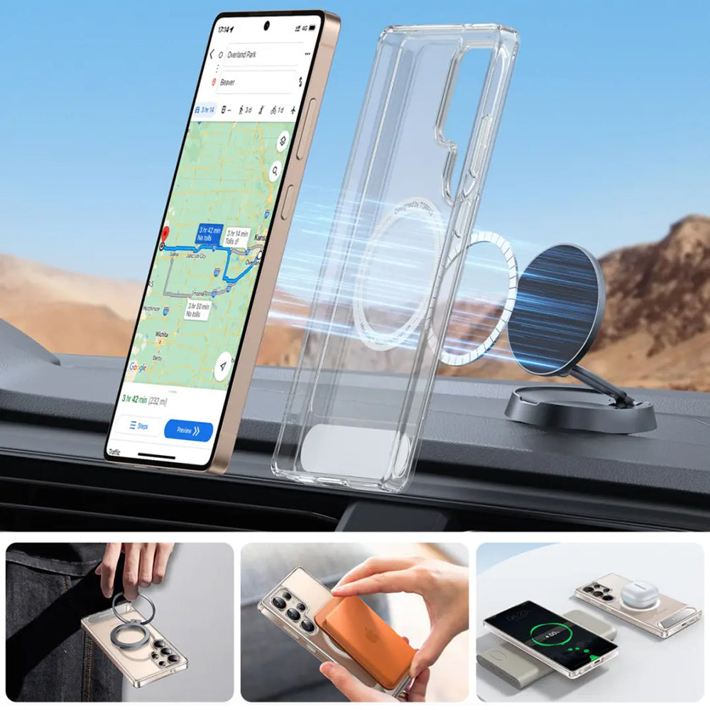 MagSafe-deksel for Samsung Galaxy S25 Ultra S938, Torras, Pstand, Gjennomsiktig