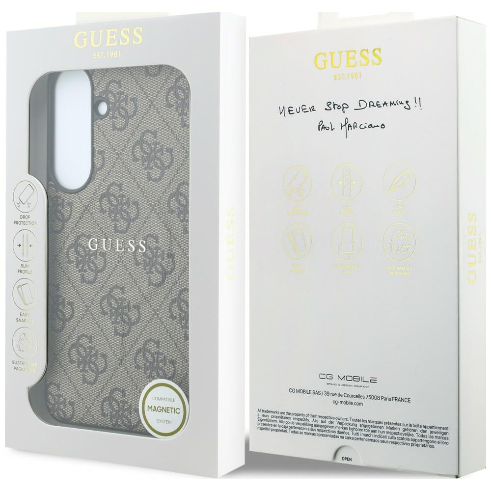 MagSafe-deksel til Samsung Galaxy S26 FE S741, Guess, 4G Embossed Ring Classic Logo, brun