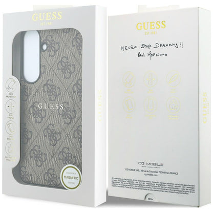 MagSafe-deksel til Samsung Galaxy S26 FE S741, Guess, 4G Embossed Ring Classic Logo, brun