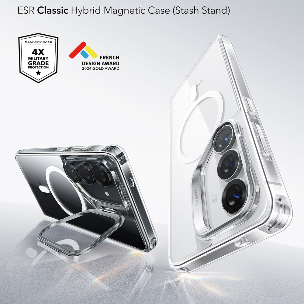 MagSafe-deksel for Samsung Galaxy S26 Plus, ESR, Classic Hybrid Kickstand, Gjennomsiktig