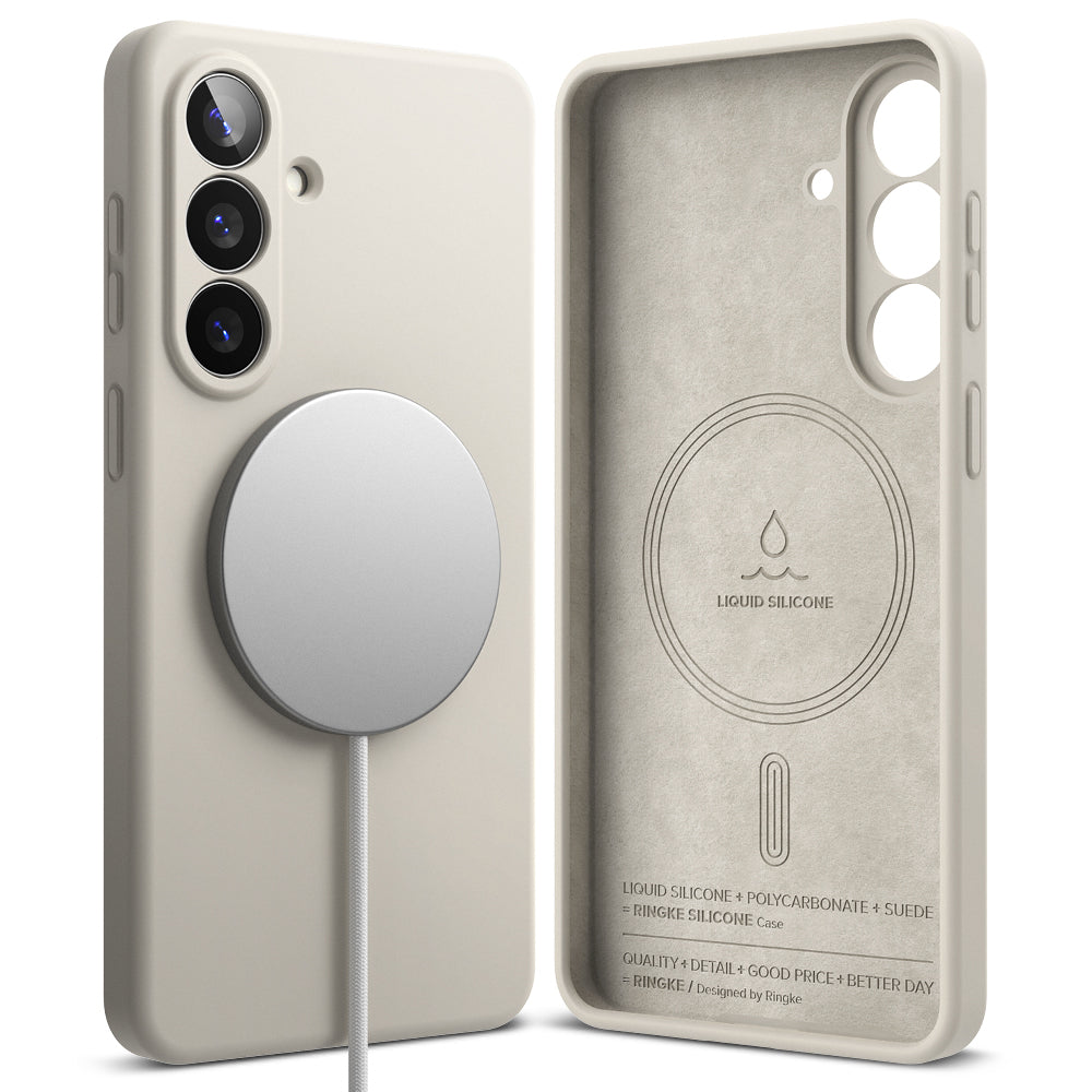 MagSafe-deksel for Samsung Galaxy S26 Plus, Ringke, Silikon, Krem